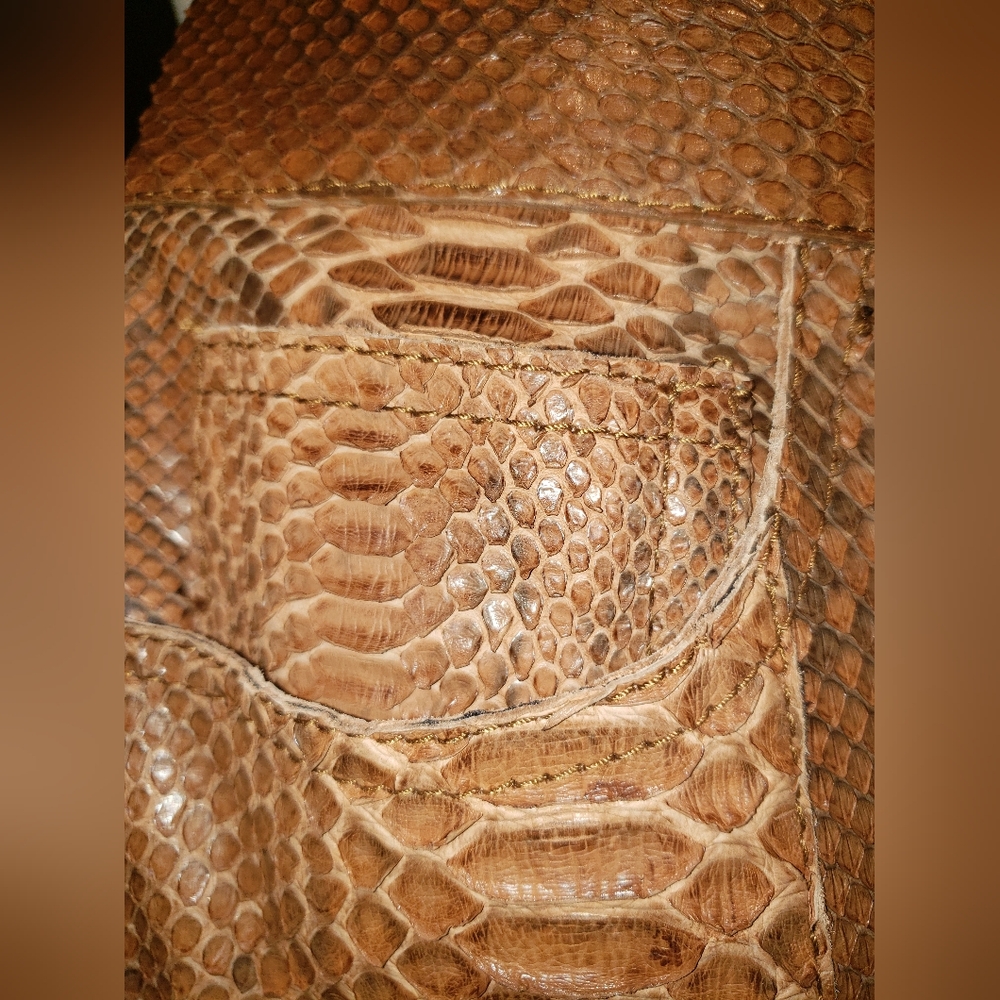 Manual genuine Python snakeskin reptile  brown cognac pants trouser. - Picture 5 of 16